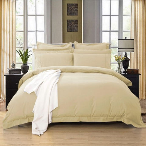 1000TC Tailored Double Size Yellow Cream Duvet Quilt Cover Set V493-D-9