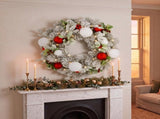 Christabelle 61cm Snowy Elegance Christmas Wreath Pre Lit Warm White LED Red Baubles Berries Fr 112_SENSE61