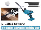 Blue Cordless Electric Reciprocating Saw Cutter with Blades without battery V201-FDZ0030BU8AU
