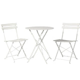 Gardeon 3PC Outdoor Bistro Set Steel Table and Chairs Patio Furniture White ODF-METAL-3PCS-WH