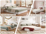 Artiss Double Bed Frame Boucle Fabric Vacuum Compressed Beds Removable Washable Cover No-Assembly BFRAME-FOAM-NOVA-D-WH