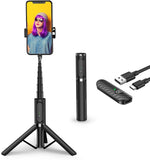 Selfie Tripod with Rechargeable Bluetooth Remote Bundle, 3-in-1 Extendable Aluminum Selfie V1259-SELFTRIPOD-3IN1-BT