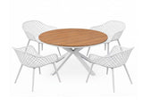 Gardeon 5PCS Outdoor Dining Set Table and Chairs Patio Garden Furniture Diamond FF-DIN-PP130-5SET-WH