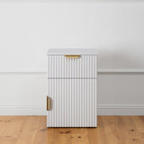 PORTO BEDSIDE TABLE - WHITE - FLUTED - PULL BRASS V164-ECS13WFB03G