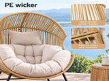Gardeon Outdoor Egg Rocking Chair Rattan Lounger with Thick Cushion Patio Furniture Natural ODF-ROCK-PAPASAN-NTL-ABC