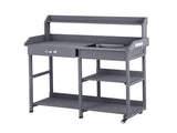 Gardeon Outdoor Potting Bench Table Storage Cabinet Potters Garden Workstation Grey OSC-CABI-WOOD-WHEEL-GE