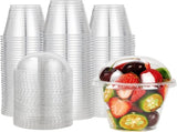200 PACK 9 oz Clear Plastic Cups With Dome Lids, Crystal Clear Dessert Cups for Ice Cream, Latte, V1258-DP02-C-1340