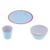 12Pcs/Set Household Dinnerware Light Blue Grid Cup Bowl Plate for Home Kitchen Restaurant V1294-YM0901-3118210179111