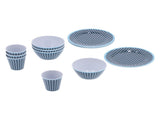 12Pcs/Set Tableware Set Dark Blue Grid Melamine Cup Bowl Plate for Home Restaurant Kitchen V1294-YM0901-3118210179311