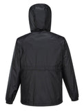 HUSKI STRATUS RAIN JACKET Waterproof Workwear Concealed Hood Windproof Packable - Black V563-918032-STRATUS-BLK-M