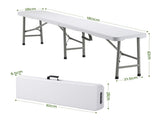 Gardeon 180cm Folding Garden Bench Portable Trestle Seat HDPE Fold In Half White GB-HDPE-FD-WH
