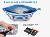Wine Tote Bag, Beach Wine Cooler Bags Purse for Travel Gift, Leakproof Insulated Wine Carrier with V1366-AZ2-W-14554