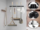 2 Pack Wall Mounted Broom Holder And Mop Organizer, Stainless Steel Tool Rack With 4 Slots And 5 V1237-ZY-807-173