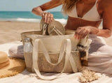 Dark Grey & Brown Large Capacity Beach Handbag Combo 2Pcs V1221-XM-LB633-GM48