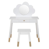 Keezi Kids Dressing Table Chair Set Vanity Makeup Wooden Leg Mirror Drawer FURNI-C-CLOUD-KDT-WH