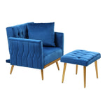 Artiss Armchair Ottoman Accent Chair Pillow Velvet Blue UPHO-F-ARM-FS-01-VEL-BU