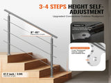 47.2in Handrails for Outdoor Steps 3 Crossbars Staircase for Porch Deck V952-BXGSLZFS120CCRS3EV0