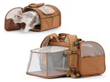 Brown Expandable Breathable Outdoor Portable Large Space Cat Backpack - Pet Carrier for Cats and V888-ELOSUNG34244