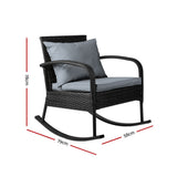 Gardeon Outdoor Furniture Rocking Chair Wicker Garden Patio Lounge Setting Black ODF-ROCK-E-CHAIR-BK