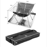 Foldable Stainless Steel Charcoal BBQ Grill with Carry Handle for Camping, Picnics, Beach Trips and V1189-LC-HW-00363