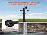 Well Hand Pitcher Pump, 20 ft Max Lift, Antique Cast Iron Manual Hand Water Pump with Heightening V952-SDYSBBTDZZTHXQJRK001V0