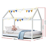 Artiss Bed Frame Wooden Kids House Frame White CASA WBED-C-057S-WH