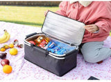 18L Insulated Picnic Basket with Aluminum Frame, Collapsible Cooler Bag, Yellow Plaid, 40 x 20 x 23 V1188-MS-617-078