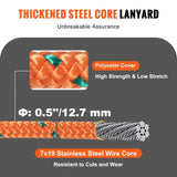 VEVOR Steel Core flipline, 1/2" x 8' Arborist Flipline, Flip Line for Tree Climbing with Alloy Steel V952-GSSTJJSGSS8YAA2N9V0
