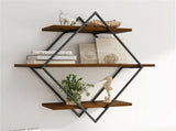 3-Tier Rustic Floating Wall Shelves Wood Display Books V178-66786