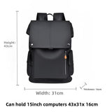 Black Men Large Capacity Business Laptop Backpack Waterproof PU Leather Travel Rucksack with USB V888-ELOSUNG43317