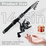 6.9ft Fishing Poles and Reels Combo, 1 Pack Telescopic Fishing Rod and Reel Kits with Lures and V1107-133-00539