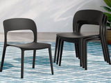 Gardeon 4PC Outdoor Dining Chairs Stackable PP Patio Chair Garden Furniture Black ODF-CHAIR-PPTX14-BK-4X