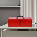 Red Metal Tool Box Portable Toolbox Chest with Durable Thickened Iron for Home Use V1369-AZ3-W-12116