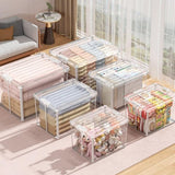 2x 82 Litre Modular Clear Foldable Storage Box with Lid Plastic Tub Collapsible V563-75201-2X