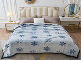 Blue Floral Fantasy 180x200CM Premium Double-Sided Print Flannel Blanket - Soft All-Season Air V888-ELOSUNG49176