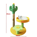 Yellow Cactus Pineapple Cat Tree with Scratching Post & Cozy Perch - Multi-Level Cat Tower with V888-ELOSUNG48748