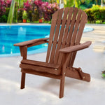 Gardeon Adirondack Outdoor Chairs Wooden Foldable Beach Chair Patio Furniture Brown FF-BEACH-NTLCHAIR-BR