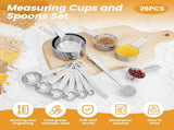 16Pc Magnetic Stainless Steel Measuring Cups & Spoons Set, 7 Heavy Duty Cups,8 Double Sided Spoons V1189-LWWAL-20260325-00628