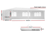 Instahut Gazebo 3x6m Marquee Wedding Party Tent Outdoor Camping Side Wall Canopy 4 Panel White GAZEBO-WED-C-FG-3X6-4W-WH