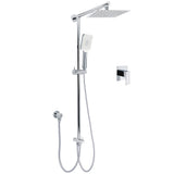 Square 8" Rain Shower Head 3 Mode Handheld Sliding Rail Arm Twin Set Diverter Mixer V1233-HS002M4CSC842KSS108KSQ201CR