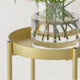 SOGA 2 Layer 50cm Gold Metal Plant Stand Flower Pot Holder Corner Shelving Rack Indoor Display FPOTH50GLD