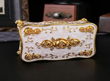 Pearl Enamel Jewelry Box, Red Enamel Jewelry Box, Gold-Plated Jewelry Box, Home Decor, Jewelry V1106-127-02370-WHT-L