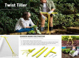Manual Twist Tilling Soil Claw Garden Cultivator with T-Handle and Adjustable Long Pole for Yard V1341-ZY-UDFPASWG-YELLOW