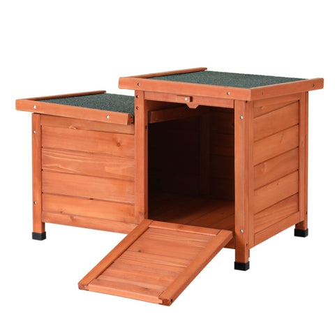 i.Pet Rabbit Hutch Outdoor Cat House Wooden Shelter Condo Small Enclosure Indoor PET-CH-2DOOR-BR