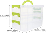 3-Tiers Stack Carry Storage Box Transparent Stackable Storage Bin Craft Storage Containers Organizer V1192-AZ-W-10319