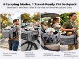 Dog Bike Basket Pet Carrier Backpack 3-in-1, Foldable Expandable Cat Carrier for Bicycle Handlebar, V1107-CS-OLGPFGG10