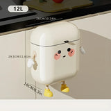 9L/Cute Wall-Mounted Trash Can with Lid, Odor Proof & No Drill Hanging Bin for Kitchen & Bathroom, V1385-LJT-001