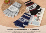 3 Pairs Touch Screen Gloves with Snow Flower Pattern, Warm Knit Winter Gloves Christmas Gifts V1189-LWWAL-20260325-00027