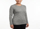 Ladies Soft Pure Wool Knit Long Sleeve Top Womens T Shirt Winter Base Layer - Made in Australia V563-6550-GREYMARLE-L