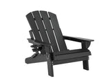 Gardeon Outdoor Chairs Folding Adirondack Beach Chair HDPE Sun Lounge Patio Furniture Garden Black FF-BEACH-HEFD-BK